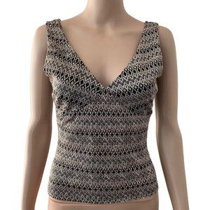 Rhapsodielle Tank Top Womens Small Bronze Black Textured Stretch